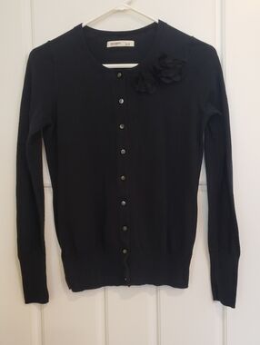 Black Old Navy Cardigan Women's Small, Floral Detail